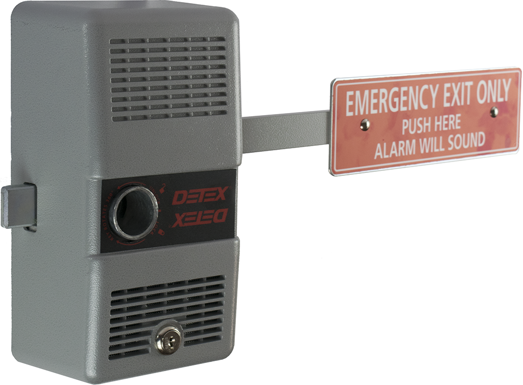 Exit Alarm Paddle Type, Deadbolt Panic Device for Secondary Exits, Photo Luminescent Paddle Sign, 100DB, 12-7/8in Paddle, Requires Rim Cylinder