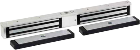 1200lbs Narrow Double Electromagnetic Lock, DPS Door Position Status, Bond Alert Status, LED Visual Status, 12VDC/24VDC, for Pair of Doors Without Mullion, Grade 1, 628/US28 Satin Aluminum