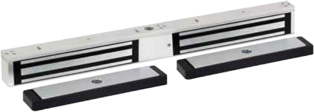 1200lbs Narrow Double Electromagnetic Lock, DPS Door Position Status, Bond Alert Status, LED Visual Status, 12VDC/24VDC, for Pair of Doors Without Mullion, Grade 1, 628/US28 Satin Aluminum