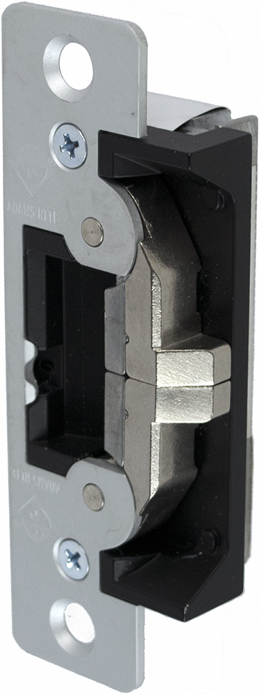 Electric Strike, Ultraline for Radius Jambs, Field Selectable 12, 16, or 24VAC/VDC, Fail Safe or Fail Secure (FS/FSE), Radius Corner (RC), 1-1/4in x 4-7/8in Faceplate, 628/US28 Aluminum Clear Anodized