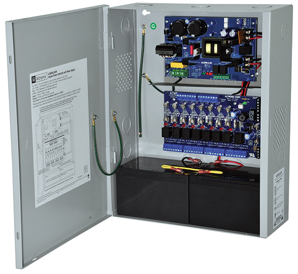 Access Power Controller w/ Power Supply/Charger, Output 12/24VDC @ 6 Amp, (8) Fused Relay Outputs, FAI Fire Alarm Interface, Input: 115VAC, LED Visual Indicators, BC400 Enclosure