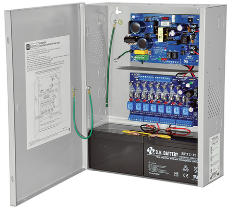Access Power Controller w/ Power Supply/Charger, Output 12/24VDC @ 4 Amp, (8) Fused Class 2 Relay Outputs, FAI Fire Alarm Interface, Input: 115VAC, LED Visual Indicators, BC400 Enclosure