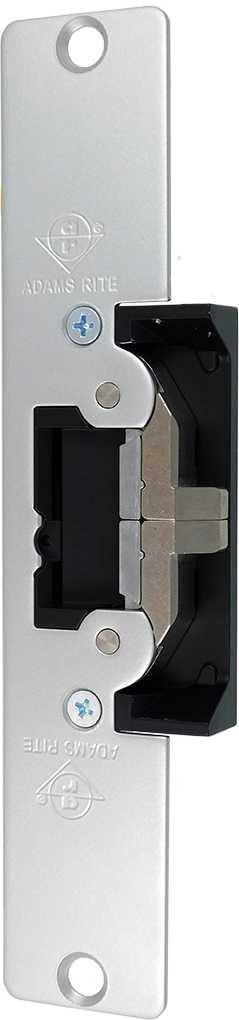 Electric Strike, Ultraline for Wood Jambs, Field Selectable 12, 16, or 24VAC/VDC, Fail Safe or Fail Secure (FS/FSE), Radius Corner (RC), 1-7/16in x 7-15/16in Faceplate, 628/US28 Aluminum Clear Anodized
