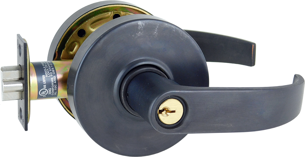 Grade 1, Electrified Low Energy (LE), Storeroom Clutching Curved Lever, 11-30 VAC/VDC, Electric Unlocked (EU) = Fail Secure (FSE), Request to Exit (REX), Schlage C Keyway, 613/US10B Oil Rubbed Bronze