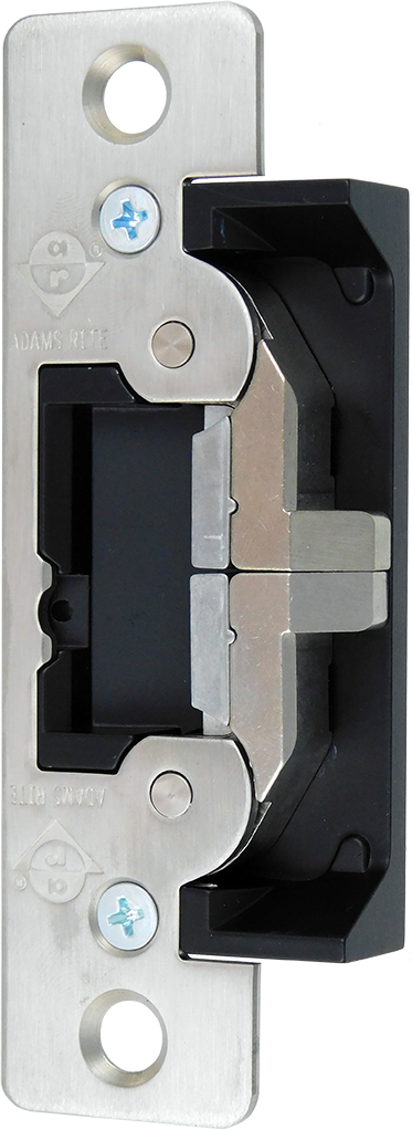 Electric Strike, Field Selectable 12, 16, or 24VAC/VDC, Fail Safe or Fail Secure (FS/FSE), Radius Corner (RC), 1-1/4in x 4-7/8in Faceplate, 630/US32D Satin Stainless Steel