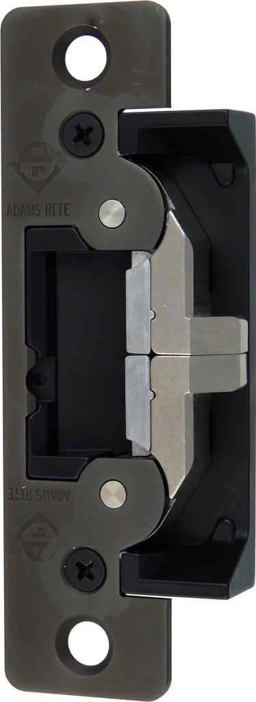 Electric Strike, Field Selectable 12, 16, or 24VAC/VDC, Fail Safe or Fail Secure (FS/FSE), Radius Corner (RC), 1-1/4in x 4-7/8in Faceplate, 695/SP313 Anodized Dark Bronze