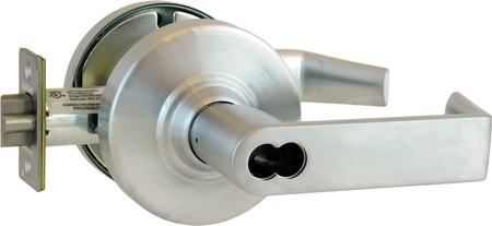 Grade 1, Schlage ND Storeroom, 24V Electric Unlock (EU), Fail Secure (FSE), Request to Exit (REX), Rhodes Lever, SFIC Prep, Less Core, 626/US26D Satin Chrome