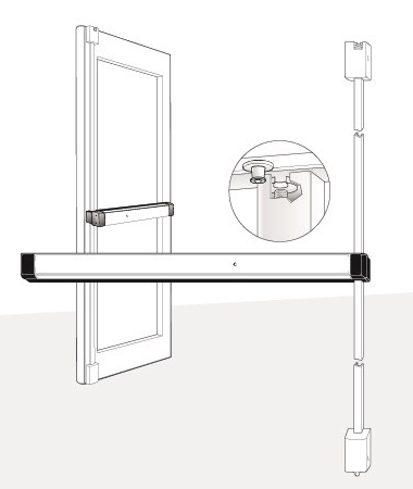 Surface Vertical Rod Exit Device, Motorized Latch Retraction, Fits Narrow and Wide Stile Aluminum Doors, 36in x 96in, 695/SP313 Anodized Dark Bronze