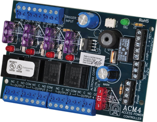 Access Power Controller Board Only, Output 12/24VAC/DC, (4) 2.5Amp Fused Relay Outputs, FAI Fire Alarm Interface, LED Visual Indicators