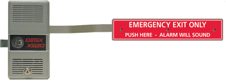Exit Alarm Long Push Paddle Type, Deadbolt Panic Device for Secondary Exits, Photo Luminescent Paddle Sign, 100DB, 24-1/8in Paddle
