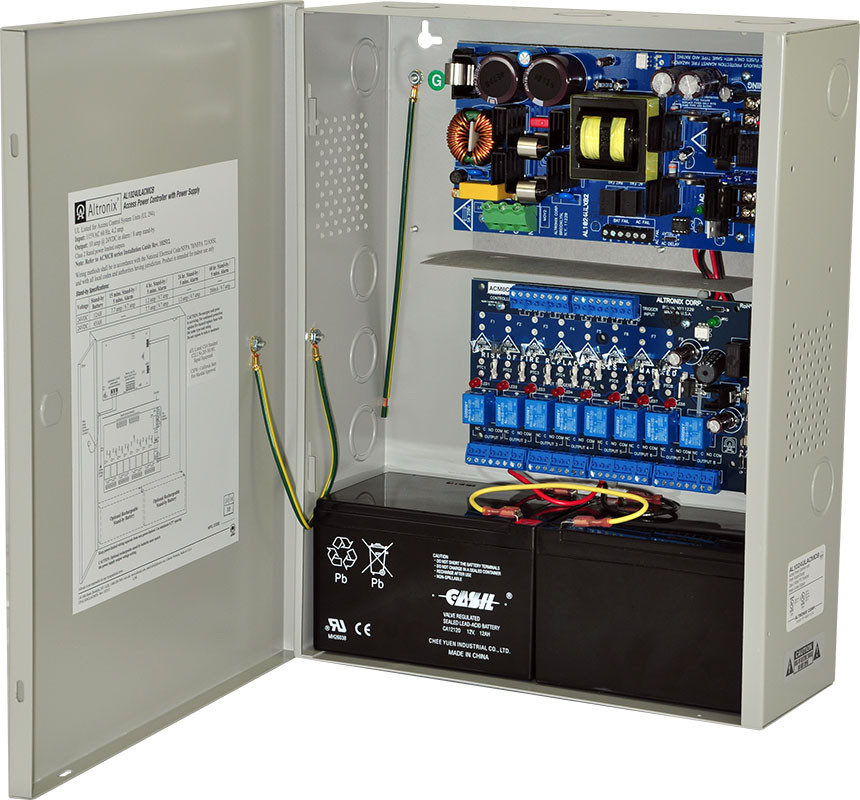 Access Power Controller w/ Power Supply/Charger, Output 24VDC 10 Amp, (8) 2.5 Amp Outputs Class 2 Rated PTC Protected Power-Limited, Circuit Breaker with Auto-Resetting, FAI Fire Alarm Interface, Input: 115VAC, LED Visual Indicators, BC400 Enclosure