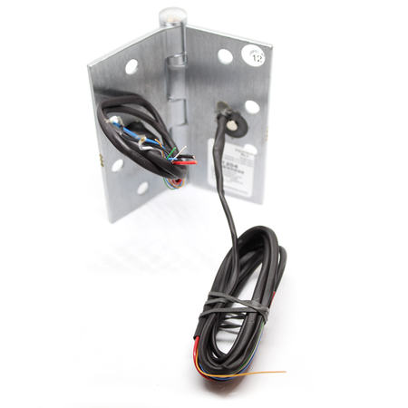Electrified Monitor Hinge, 4.5in x 4.5in (4545), Wires 2/18 Gauge + 4/28 Gauge, Magnetic Switch, 5-Knuckle, Ball Bearing, Standard Weight, Non-Ferrous Brass Base, Non Fire Rated, 626/US26D Satin Chrome