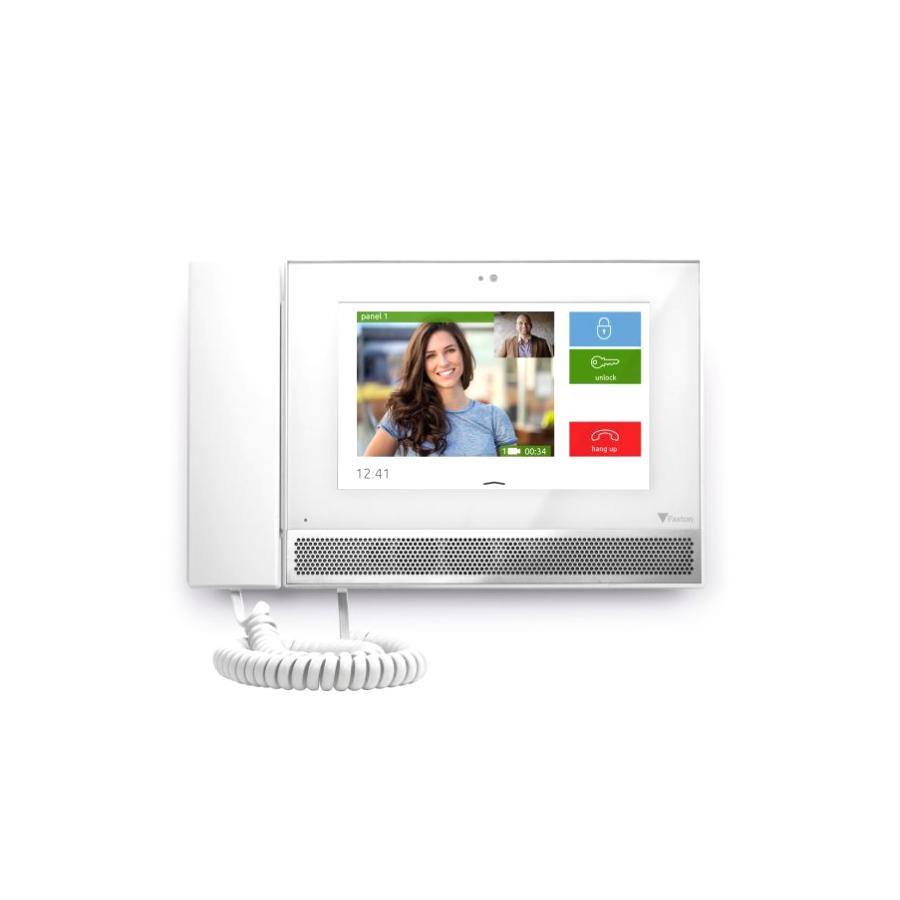 Entry Door Entry System, Premium Monitor with Handset, Full Duplex, 7in Color LED Touch Screen, 800 x 480, 16:9, TCP/IP, PoE, FCC, White