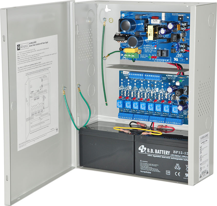 Access Power Controller w/ Power Supply/Charger, Output 12/24VDC @ 4 Amp, (8) PTC Class 2 Relay Outputs, Circuit Breaker with Auto-Resetting, FAI Fire Alarm Interface, Input: 115VAC, LED Visual Indicators, BC400 Enclosure