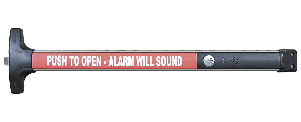 Hardwired 12/24VAC/VDC Alarmed Rim Exit Device, No Trim, 48in, 100DB Alarm, 628/US28 Satin Aluminum