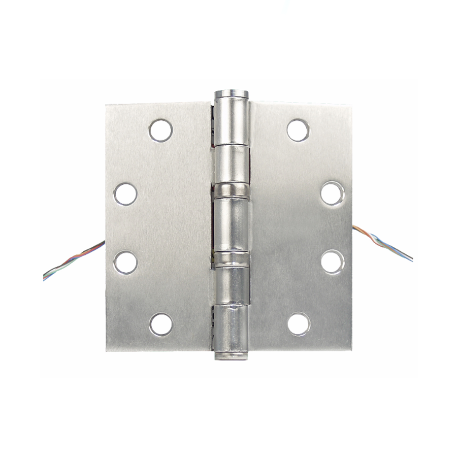 Electrified Hinge, 5-Knuckle Hinge, Full Mortise Standard Weight, Ball Bearing, 4.5in x 4.0in (4540), 6 28 Gauge Wires, 500mA, 626/US26D Satin Chrome