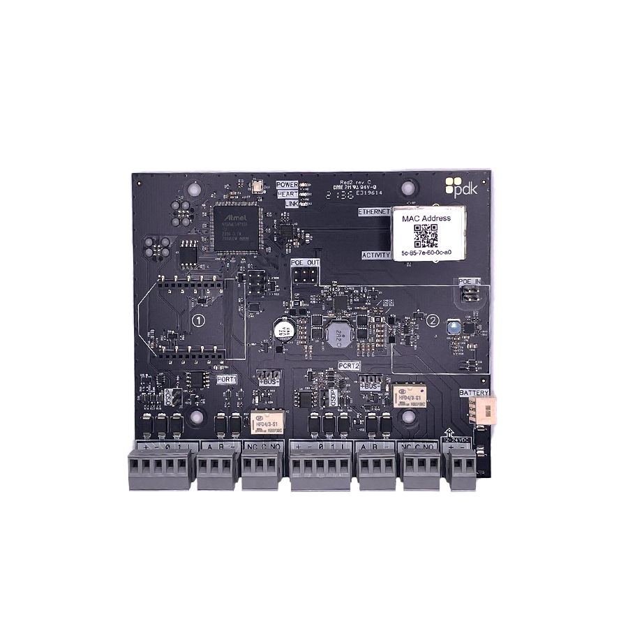 Red Two Door Controller Expansion Board, Ethernet, OSDP, Wiegand, Battery Monitoring, Optional Wireless and PoE++