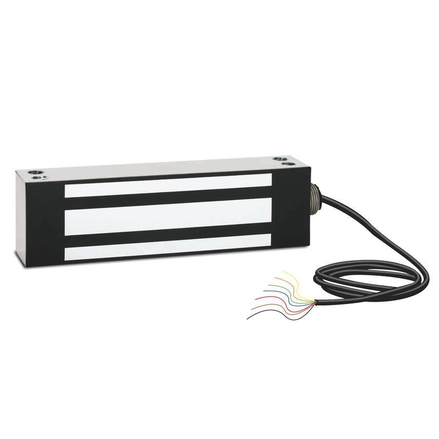 1200lbs Electromagnetic Gate Lock (EMLock) Standard Mount with Bond Sensor and Door Position Switch, Weather Resistant, 12/24VDC, Grade 1, 630/US32D Stainless Steel