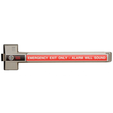 Weatherized Exit Alarm Deadbolt Panic Device for Secondary Exits, Fits 36in to 48in Doors, Photo Luminescent Push Bar Sign, 100DB