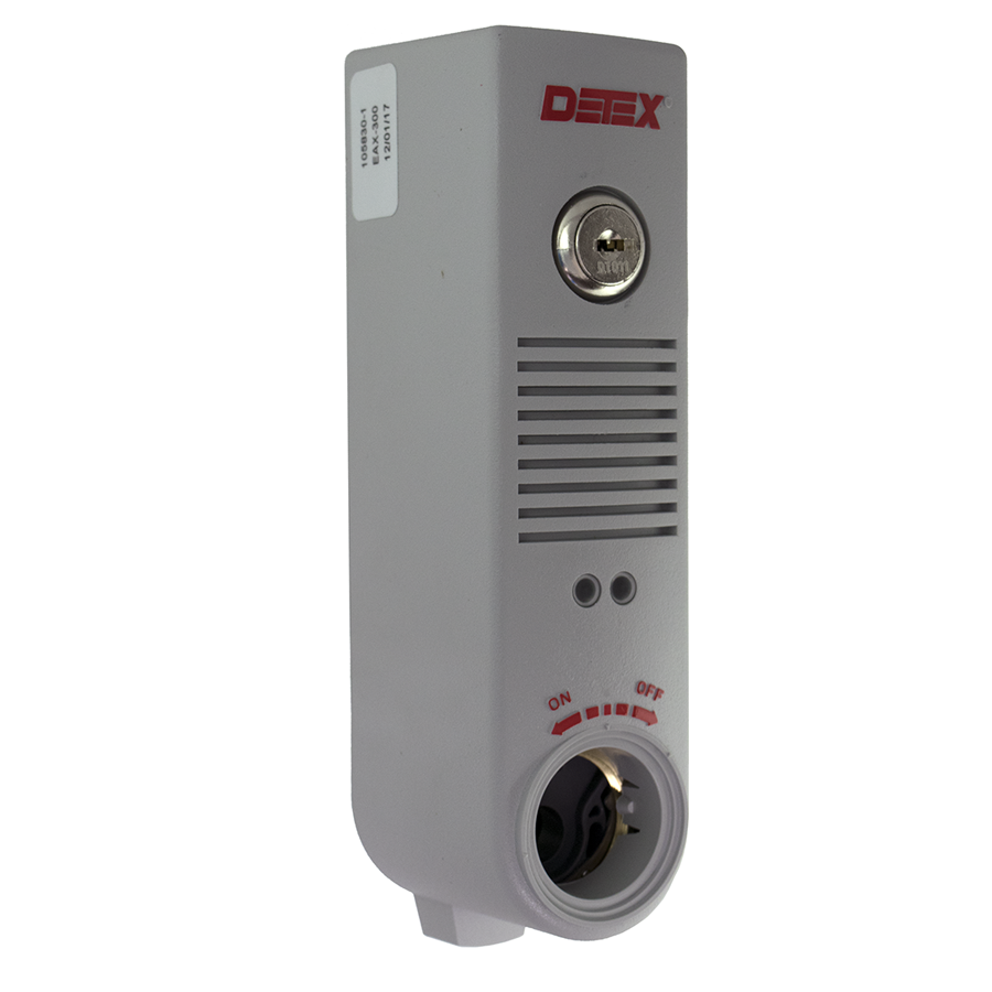 Gray Door Propped Alarm, Surface Mount, 100DB, 9VDC Battery Operated, 1 Second to 4 Minute Door Open Times, Requires Mortise Cylinder