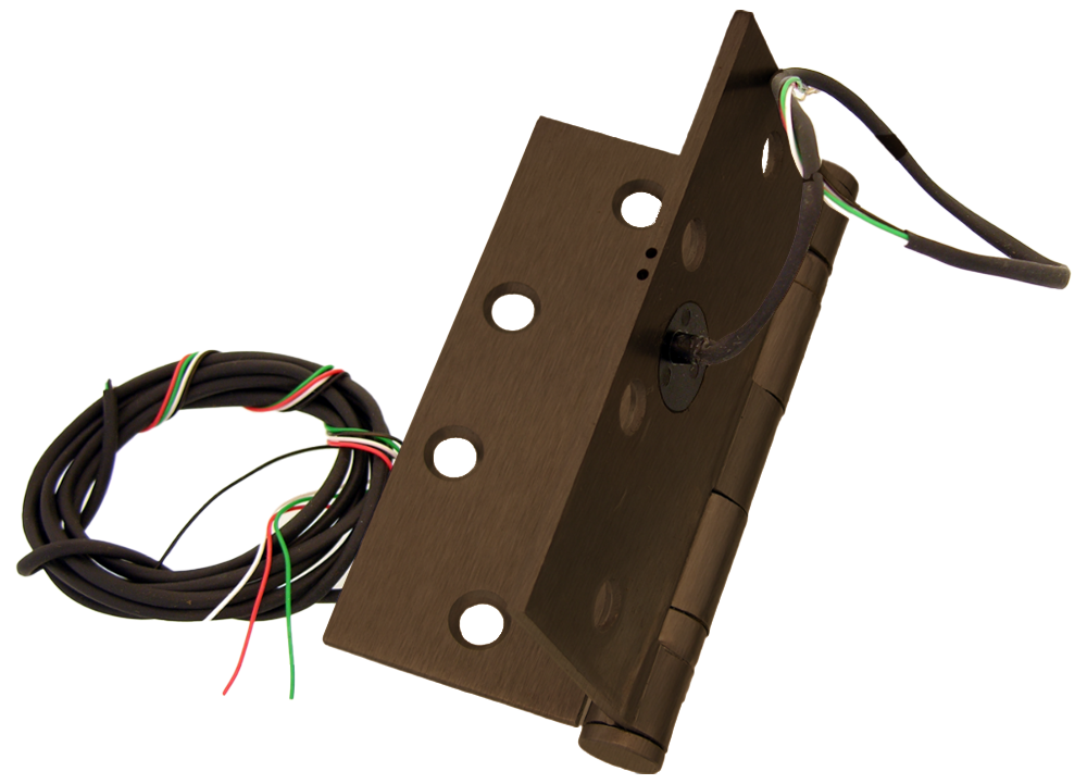 Electrified Hinge, 4.5in x 4.5in (4545), Wires 2/18 Gauge + 2/26 Gauge, 5-Knuckle, Ball Bearing, Standard Weight, Steel Base, Fire Rated, 613/US10B Oil Rubbed Bronze