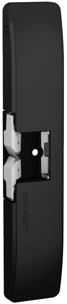 2000lbs, Rim Exit, Surface Mounted, Electric Strike, 12/24VDC, .25/.45 Amp, Grade 1, UL, BSP Black Suede Powder Coat
