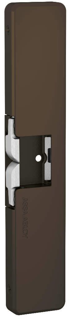 Slim Line Electric Strike 12/24VDC, FS/FSE, Rim Exits Max 1/2in Throw, 9in x 1-3/4in x 9/16in, Wood or Metal Frame, 613/US10B Dark Bronze Toned