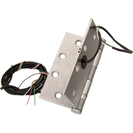Electrified Hinge, 5.0in x 4.5in (5045), Wires 4/26 Gauge, 5-Knuckle, Ball Bearing, Standard Weight, Steel Base, Fire Rated, 626/US26D Satin Chrome
