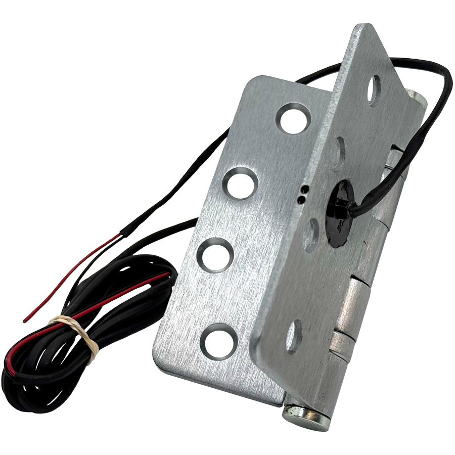Electrified Hinge, 4.5in x 4.5in (4545), Wires 2/20 Gauge, 5-Knuckle, Ball Bearing, Standard Weight, Steel Base, Fire Rated, 626/US26D Satin Chrome