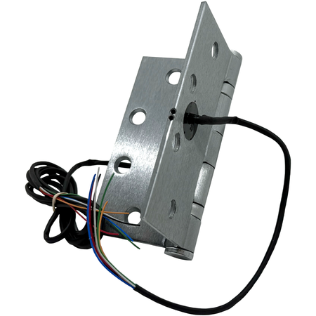 Electrified Hinge, 4.5in x 4.5in (4545), Wires 2/18 Gauge + 4/28 Gauge, 5-Knuckle, Ball Bearing, Standard Weight, 4ft Leads, Steel Base, Fire-Rated), 626/US26D Satin Chrome