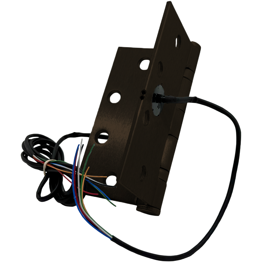 Electrified Hinge, 4.5in x 4.5in (4545), Wires 2/18 Gauge + 4/28 Gauge, 5-Knuckle, Ball Bearing, Standard Weight, Steel Base, Fire Rated, 613/US10B Oil Rubbed Bronze