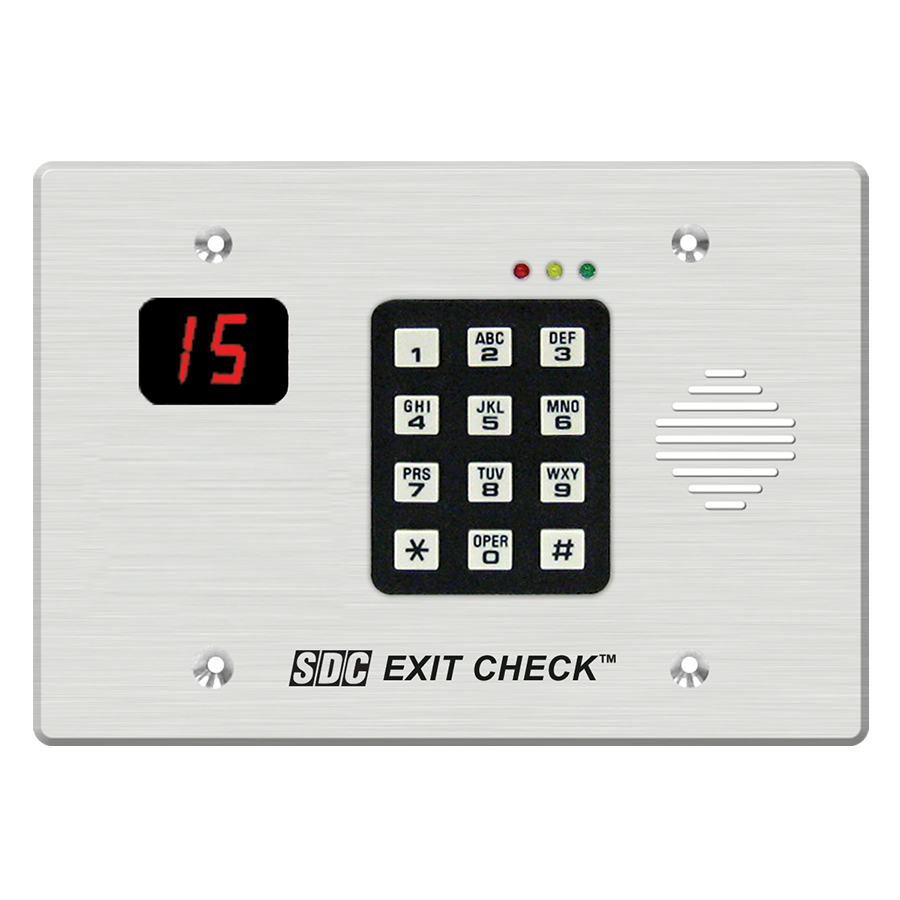 Delayed Egress Controller, NFPA 101, Keypad Control, Selectable Egress Delay (15-30 Seconds), 12/24VDC, SPDT Single Pole Double Throw, Integrated Digital Display, Verbal Countdown, Alarm Tone and Door Release Indicator, Controls up to 2 Doors