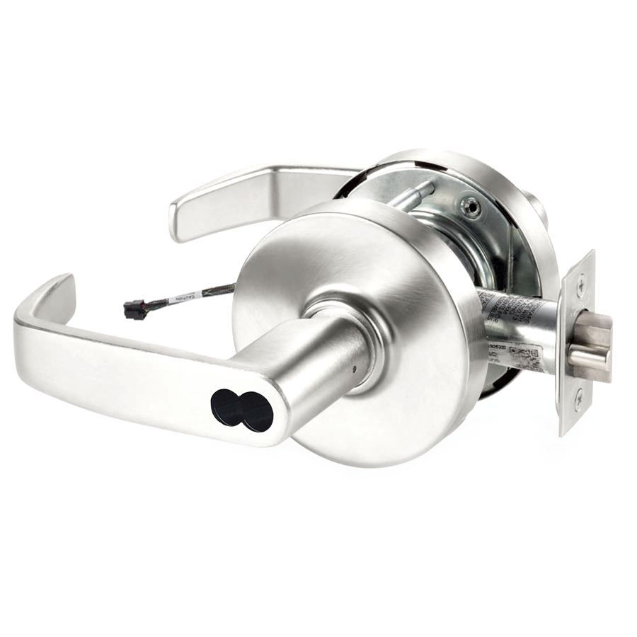 10X-Line Electrified L Lever, 12/24VDC, Fail Safe/Fail Secure Field Selectable, Sargent LFIC Disposable Construction Core, 2-3/4in Backset, ANSI Strike, Grade 1, 626/US26D Satin Chrome